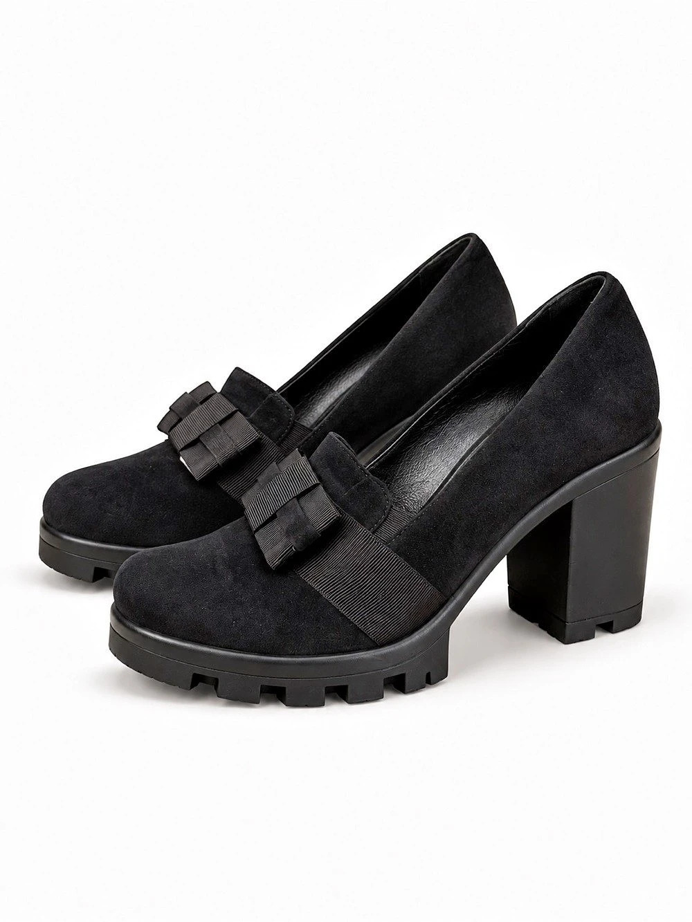 Bow Platform Block Heel Pumps Black EU 36